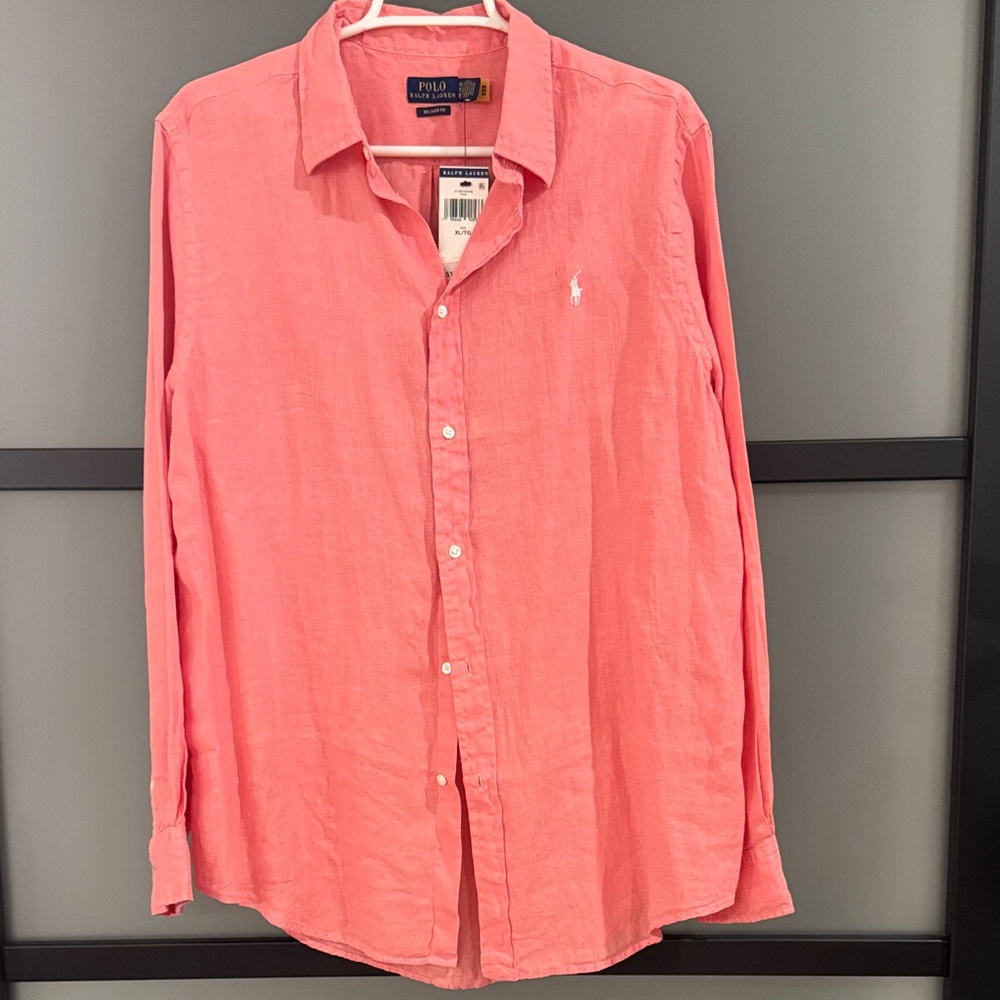 Polo by Ralph Lauren linen women’s Coral Button Down Shirt. NWT
